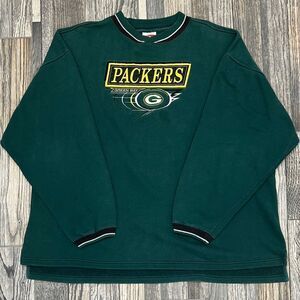 🔥🏈 Vintage GREEN BAY PACKERS NFL Embroidered Crewneck Fleece Sweatshirt Sz 2XL